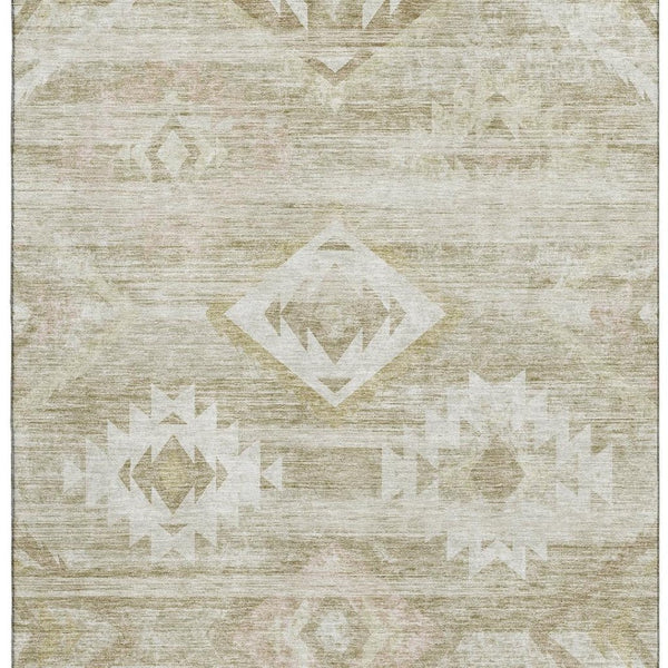 HomeRoots 8' X 10' Southwestern Area Rug in Taupe & Ivory - Durable, Washable, UV Protected for Every Home 667082