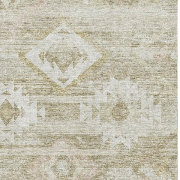 HomeRoots 10' X 14' Taupe and Ivory Southwestern Washable Area Rug - UV Protected, Stylish & Durable Design! 667084