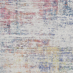 HomeRoots 5' X 8' Abstract Ivory Blue Gold Area Rug - Washable, Stain-Resistant & UV Protected for Homes 667098