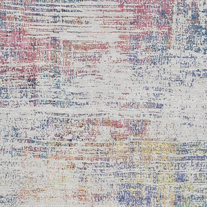 HomeRoots 9' X 12' Ivory Blue Gold Abstract Area Rug - Durable, Washable, UV-Protected, Perfect for High-Traffic Areas 667101