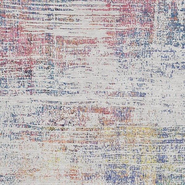 HomeRoots 9' X 12' Ivory Blue Gold Abstract Area Rug - Durable, Washable, UV-Protected, Perfect for High-Traffic Areas 667101