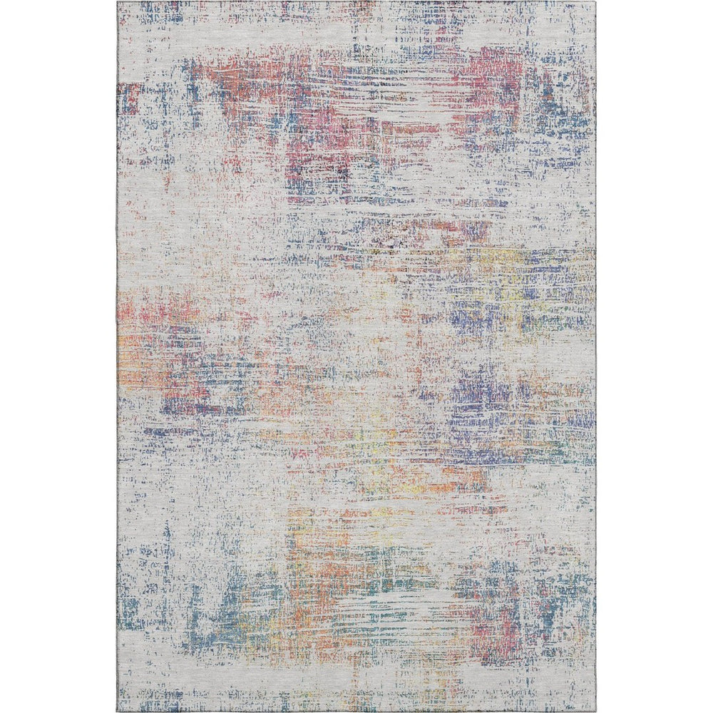 HomeRoots 10' X 14' Ivory Blue Gold Abstract Area Rug – Washable, Stain-Resistant, UV-Protected for Modern Homes 667102