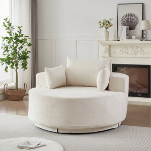 English Elm 55''l 55'l Chenille Foam Swivel Lounge Chair Plush 360 Rotation Modern Seating for Any Room W834S00592