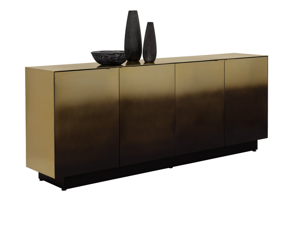 Sunpan Calvosa Sideboard - Captivating Ombre Design in Stainless Steel with Dark Bronze Finish, Handcrafted Elegance