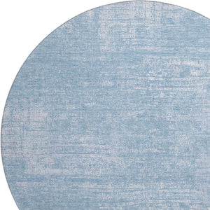 HomeRoots 8' Blue And Ivory Abstract Round Rug – Washable, UV Protected, Durable Design for High-Traffic Areas 667117