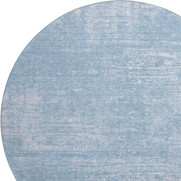 HomeRoots 8' Blue And Ivory Abstract Round Rug – Washable, UV Protected, Durable Design for High-Traffic Areas 667117