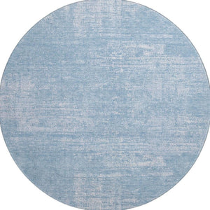 HomeRoots 8' Blue And Ivory Abstract Round Rug – Washable, UV Protected, Durable Design for High-Traffic Areas 667117
