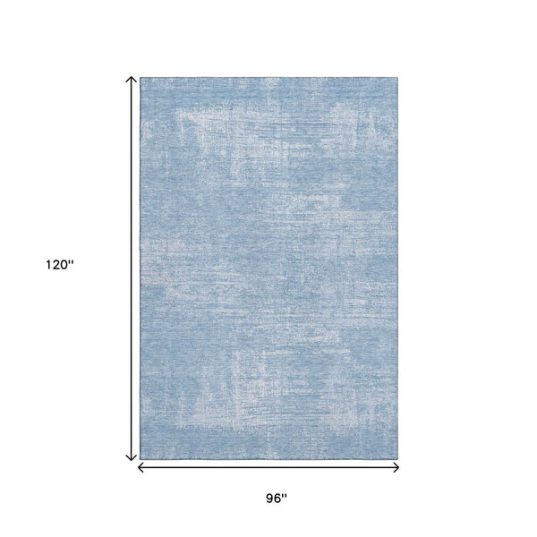 HomeRoots 8' X 10' Blue And Ivory Abstract Area Rug - Stylish, Washable, UV-Protected for Busy Homes & Spaces 667118