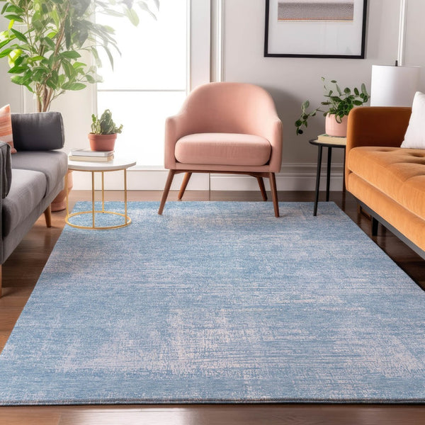 HomeRoots 8' X 10' Blue And Ivory Abstract Area Rug - Stylish, Washable, UV-Protected for Busy Homes & Spaces 667118