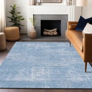 HomeRoots 8' X 10' Blue And Ivory Abstract Area Rug - Stylish, Washable, UV-Protected for Busy Homes & Spaces 667118
