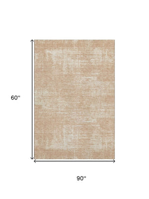 HomeRoots 5' X 8' Coral Abstract Washable Area Rug - UV Protected, Stain Resistant & Modern Design for Homes 667122