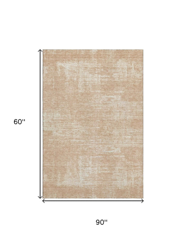 HomeRoots 5' X 8' Coral Abstract Washable Area Rug - UV Protected, Stain Resistant & Modern Design for Homes 667122