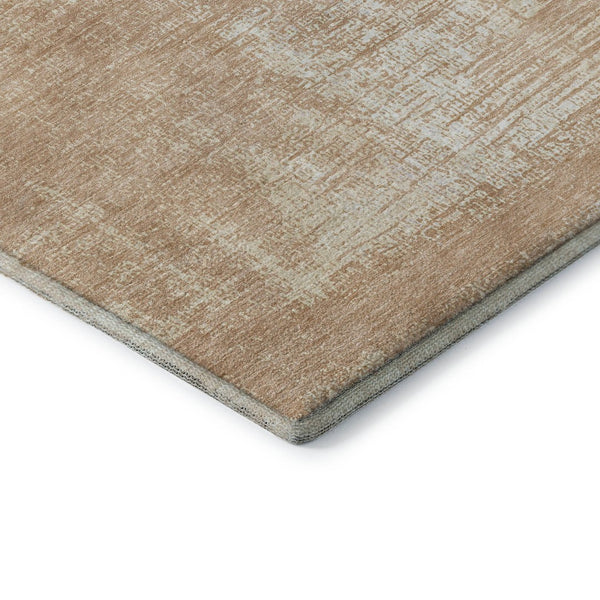 HomeRoots 8' Coral and Ivory Round Rug - Stylish Abstract Design with UV Protection, Stain-Resistant, Washable! 667123