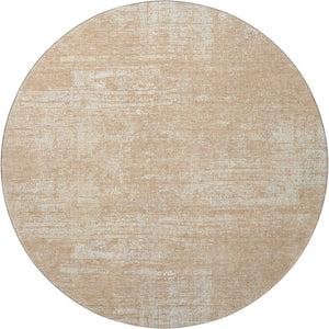HomeRoots 8' Coral and Ivory Round Rug - Stylish Abstract Design with UV Protection, Stain-Resistant, Washable! 667123