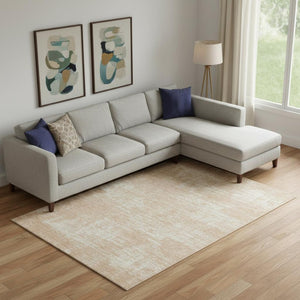 HomeRoots 8' X 10' Coral and Ivory Abstract Area Rug - Soft, Stain-Resistant, UV Protected & Perfect for Homes! 667124