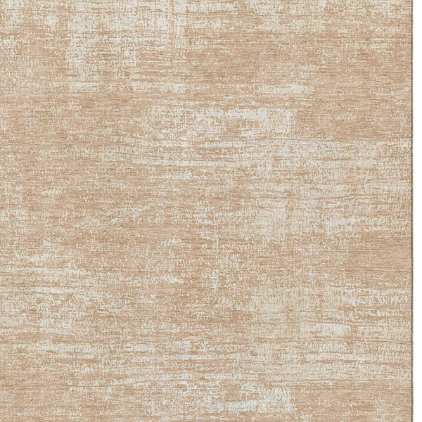 HomeRoots 9' X 12' Coral and Ivory Abstract Area Rug - Washable, UV Protected, Soft & Durable for Family Spaces 667125