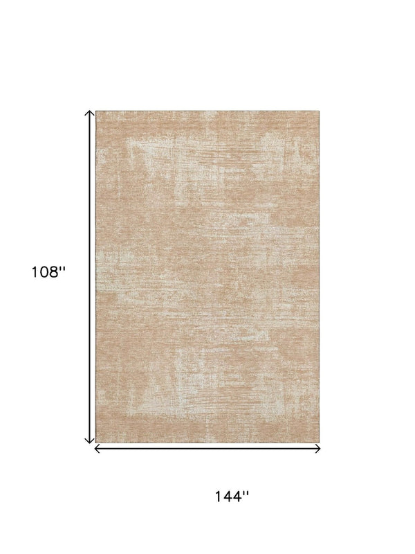 HomeRoots 9' X 12' Coral and Ivory Abstract Area Rug - Washable, UV Protected, Soft & Durable for Family Spaces 667125