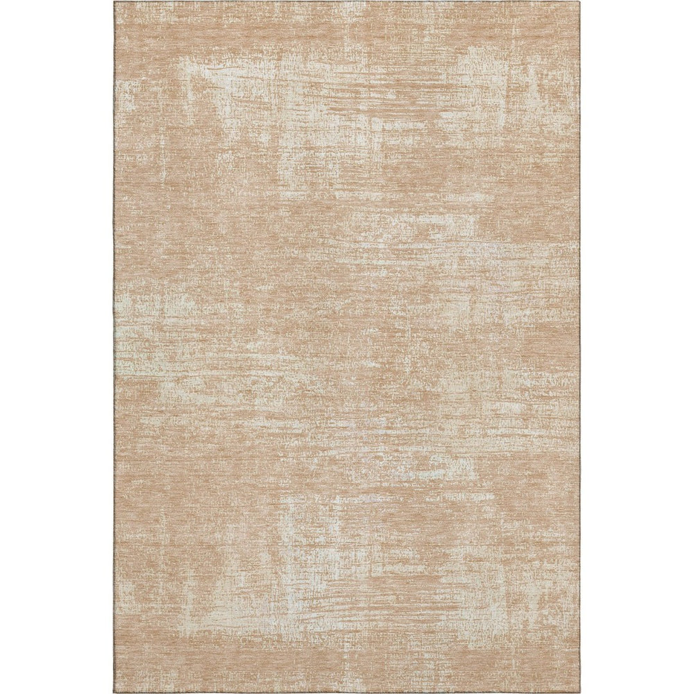 HomeRoots 9' X 12' Coral and Ivory Abstract Area Rug - Washable, UV Protected, Soft & Durable for Family Spaces 667125