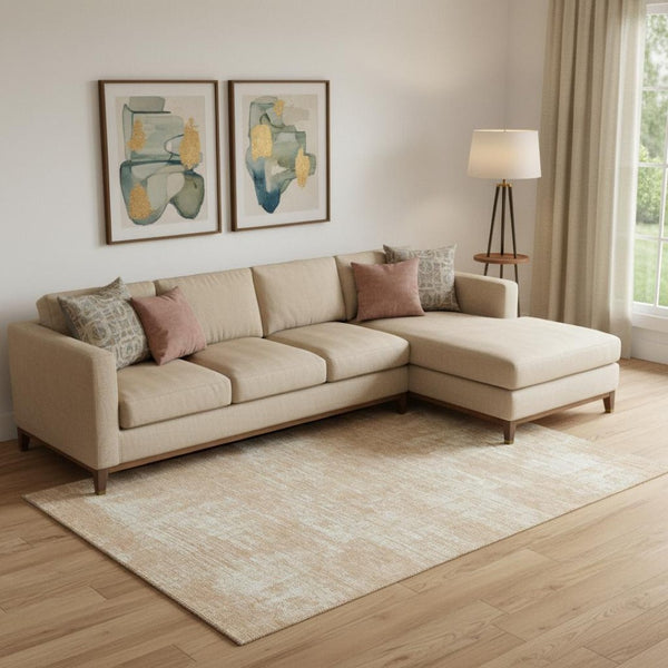 HomeRoots 10' X 14' Coral & Ivory Abstract Area Rug - Washable, UV-Protected, Perfect for Modern Living Spaces 667126