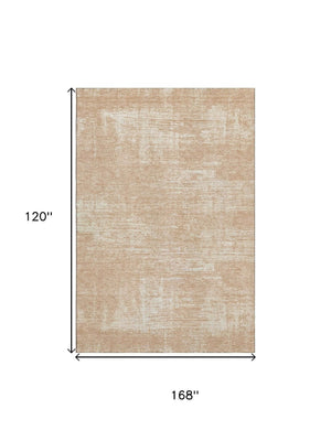 HomeRoots 10' X 14' Coral & Ivory Abstract Area Rug - Washable, UV-Protected, Perfect for Modern Living Spaces 667126