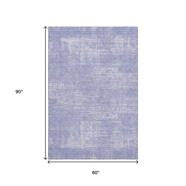 HomeRoots 5' x 8' Abstract Lavender and Ivory Washable Area Rug with UV Protection for Modern Living Spaces 667128