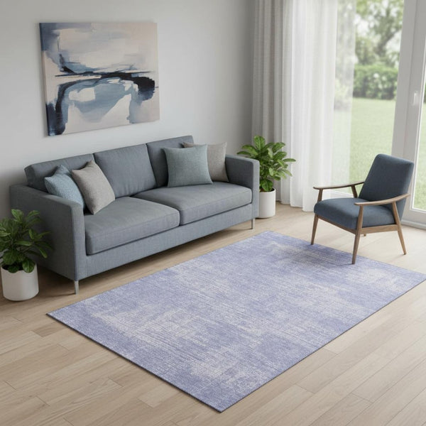 HomeRoots 5' x 8' Abstract Lavender and Ivory Washable Area Rug with UV Protection for Modern Living Spaces 667128
