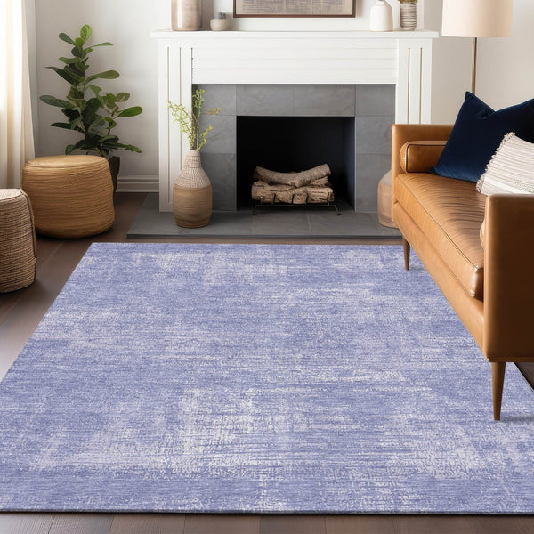 HomeRoots 5' x 8' Abstract Lavender and Ivory Washable Area Rug with UV Protection for Modern Living Spaces 667128