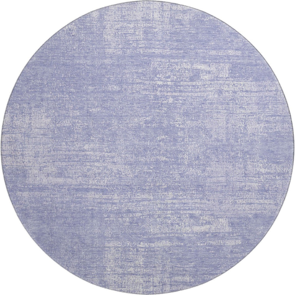 HomeRoots 8' Contemporary Lavender and Ivory Abstract Washable Round Rug - Stylish, Durable, UV Protected Design! 667129
