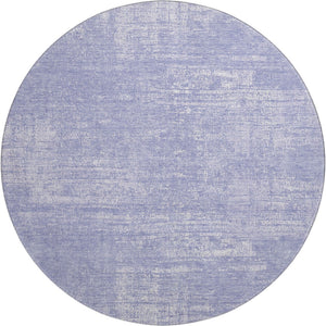 HomeRoots 8' Contemporary Lavender and Ivory Abstract Washable Round Rug - Stylish, Durable, UV Protected Design! 667129