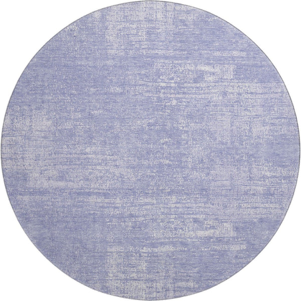 HomeRoots 8' Contemporary Lavender and Ivory Abstract Washable Round Rug - Stylish, Durable, UV Protected Design! 667129