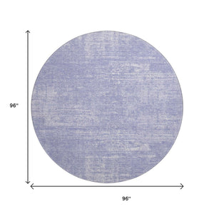 HomeRoots 8' Contemporary Lavender and Ivory Abstract Washable Round Rug - Stylish, Durable, UV Protected Design! 667129