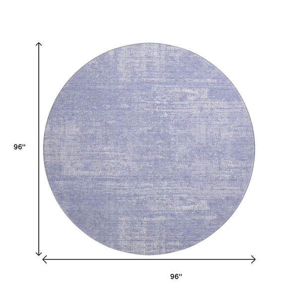 HomeRoots 8' Contemporary Lavender and Ivory Abstract Washable Round Rug - Stylish, Durable, UV Protected Design! 667129