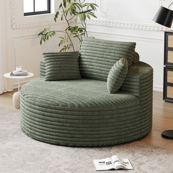 English Elm 50''L Plush Corduroy Sponge Single Sofa Bed with No Assembly, Fluffy Modern Sleeper for Living Areas Green W834P337416