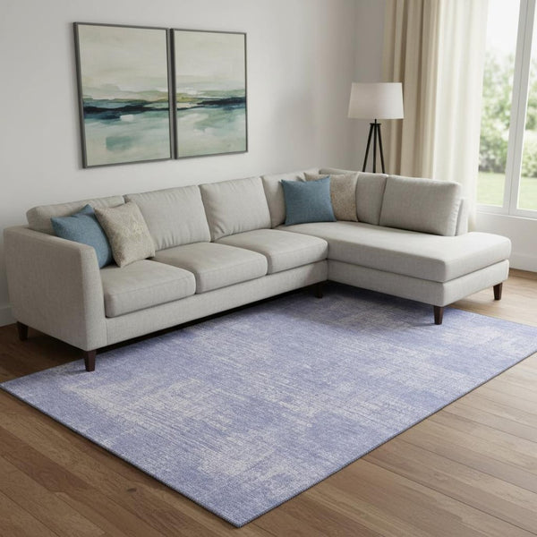 HomeRoots 9' X 12' Modern Lavender & Ivory Abstract Area Rug - Durable, Washable, UV Protected for Homes 667131