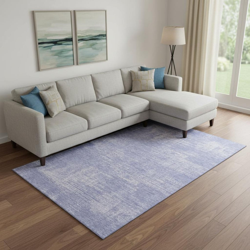 HomeRoots 10' X 14' Abstract Lavender and Ivory Washable Area Rug with UV Protection for Stylish Durability 667132