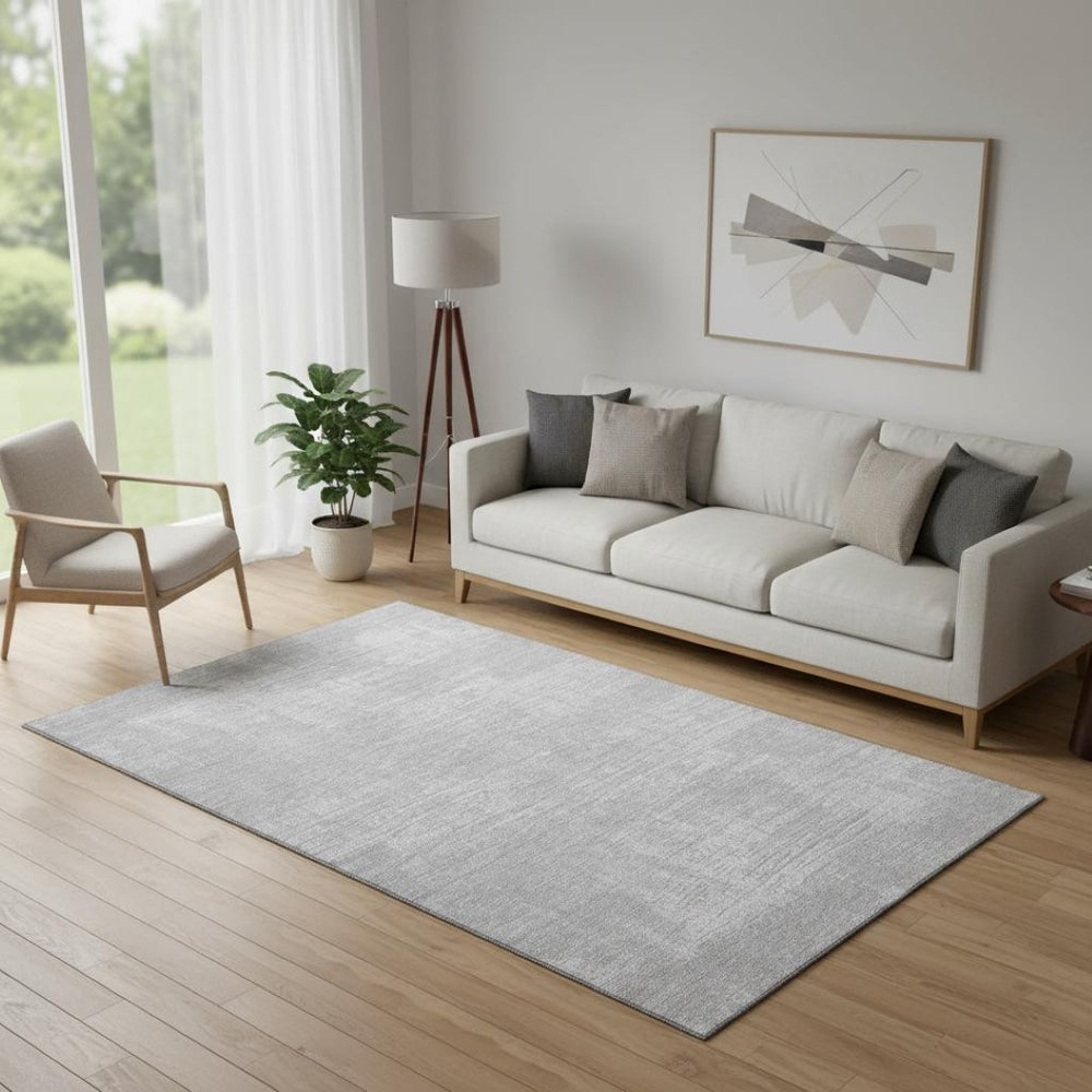 HomeRoots 5' X 8' Washable Silver and Gray Abstract Area Rug with UV Protection – Stylish and Durable Design 667140