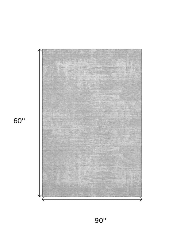 HomeRoots 5' X 8' Washable Silver and Gray Abstract Area Rug with UV Protection – Stylish and Durable Design 667140
