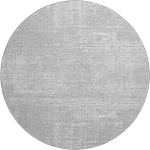 HomeRoots 8' Modern Abstract Washable Round Rug in Silver & Gray - Durable, UV Protected, Easy-Care Design 667141