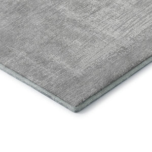 HomeRoots 8' Modern Abstract Washable Round Rug in Silver & Gray - Durable, UV Protected, Easy-Care Design 667141