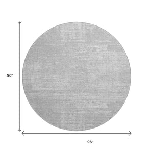 HomeRoots 8' Modern Abstract Washable Round Rug in Silver & Gray - Durable, UV Protected, Easy-Care Design 667141
