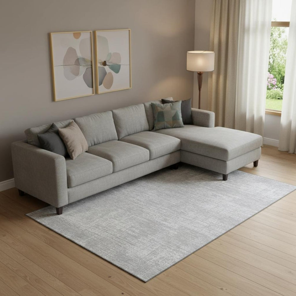 HomeRoots 8' X 10' Silver and Gray Abstract Area Rug - Washable, UV Protected, Durable, Perfect for Busy Homes 667142