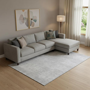 HomeRoots 8' X 10' Silver and Gray Abstract Area Rug - Washable, UV Protected, Durable, Perfect for Busy Homes 667142