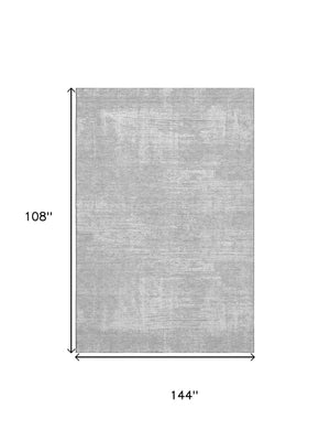 HomeRoots 9' X 12' Silver and Gray Abstract Washable Area Rug - UV Protected, Stain Resistant & Easy Care! 667143