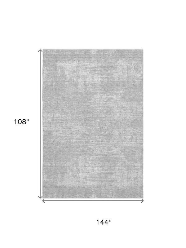 HomeRoots 9' X 12' Silver and Gray Abstract Washable Area Rug - UV Protected, Stain Resistant & Easy Care! 667143