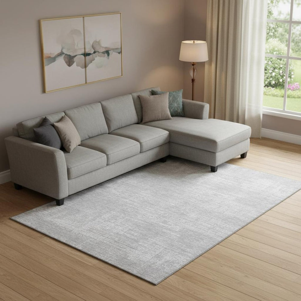HomeRoots 10' X 14' Modern Silver and Gray Abstract Area Rug - Washable, UV Protected, Ideal for Family Spaces 667144
