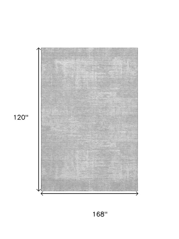 HomeRoots 10' X 14' Modern Silver and Gray Abstract Area Rug - Washable, UV Protected, Ideal for Family Spaces 667144