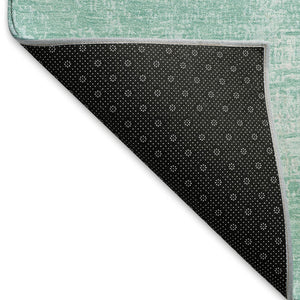 HomeRoots 5' X 8' Washable Turquoise and Ivory Abstract Area Rug - Stain-Resistant, UV-Protected, Durable Design 667146