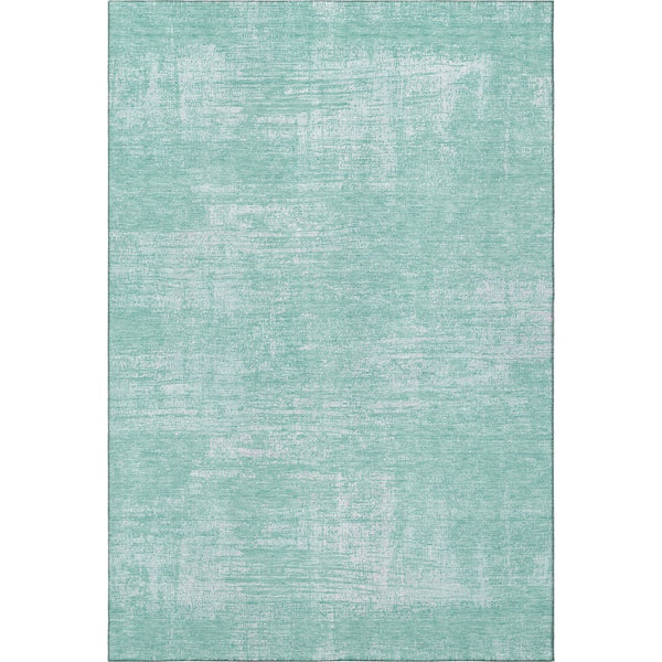 HomeRoots 5' X 8' Washable Turquoise and Ivory Abstract Area Rug - Stain-Resistant, UV-Protected, Durable Design 667146