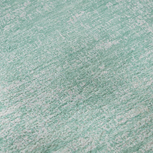 HomeRoots 8' Turquoise and Ivory Abstract Washable Round Rug - UV Protected, Stain Resistant, Stylish Home Decor 667147