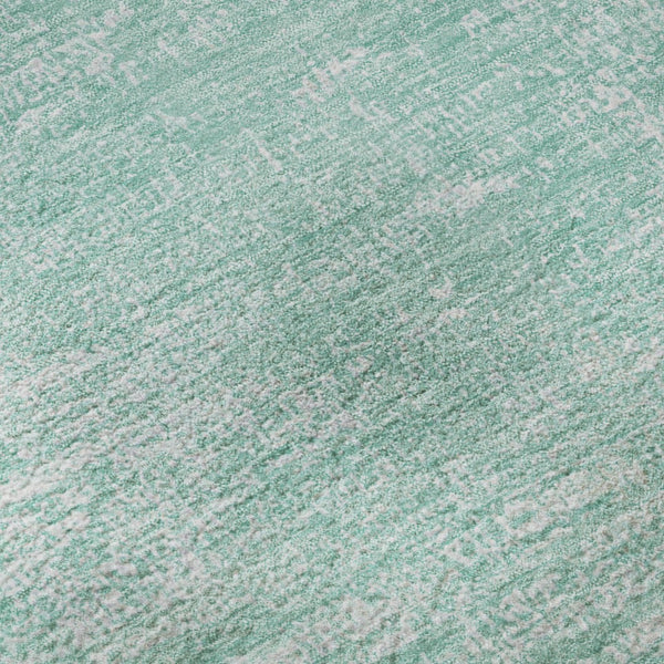 HomeRoots 8' Turquoise and Ivory Abstract Washable Round Rug - UV Protected, Stain Resistant, Stylish Home Decor 667147